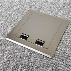 Shallow Floor Outlet Box 2 Power Stainless Steel Black Flush 145 Series