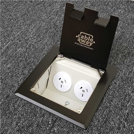 Shallow Floor Outlet Box 2 Power Stainless Steel Black Flush 145 Series