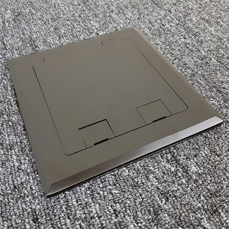Shallow Floor Outlet Box 2 Power Stainless Steel Black Flush 145 Series