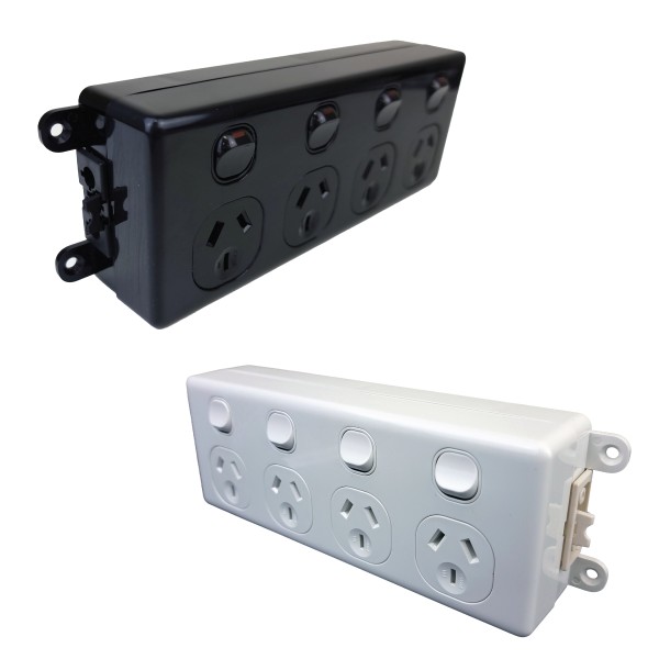 SOFT WIRED QUAD SWITCHED OUTLET (WHITE)