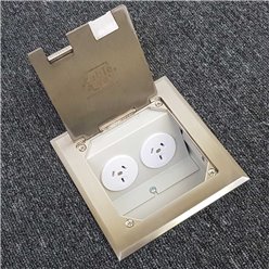 Shallow Floor Outlet Box 2 Power Stainless Steel Flush 145 Series