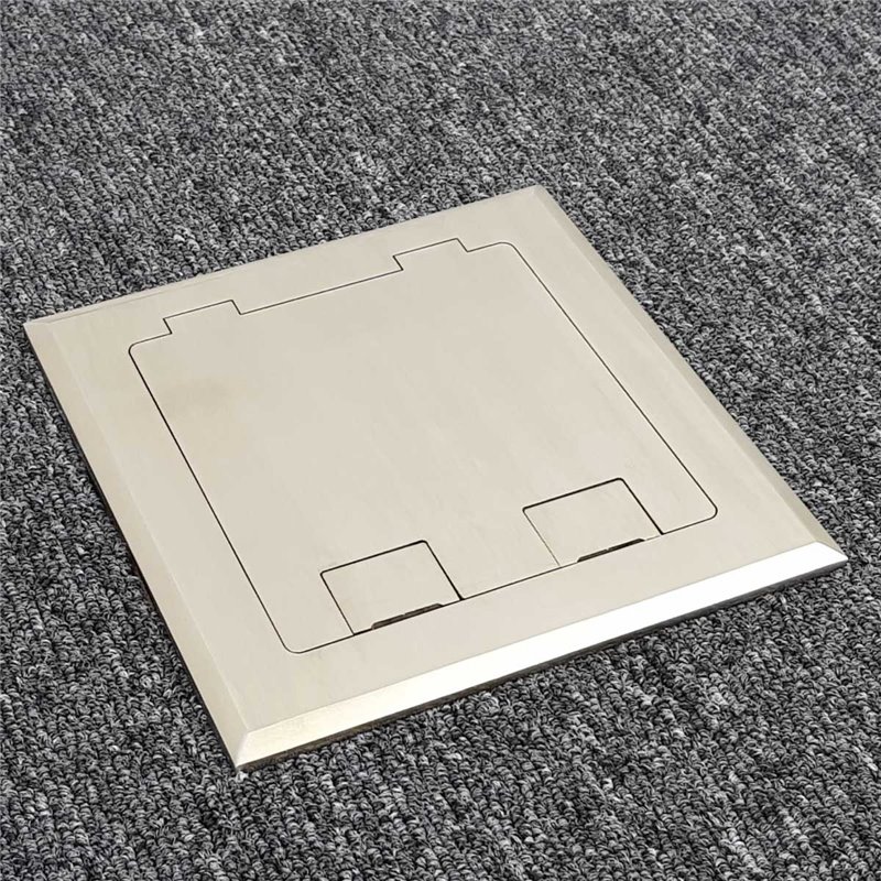 Shallow Floor Outlet Box 2 Power Stainless Steel Flush 145 Series
