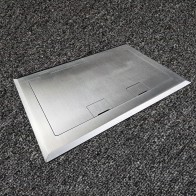 Floor Outlet Box 4 x 10amp Auto Swiched Outlets - Stainless Steel Flush Lid 245 Series (Shallow)