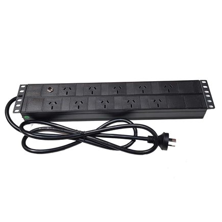 Horizontal Power Rail 10 x 10amp GPO 1.8m Lead 10amp 3pin plug