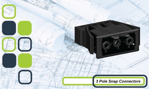 3 Pole Soft Wiring Snap in Connectors (Push in Terminal)